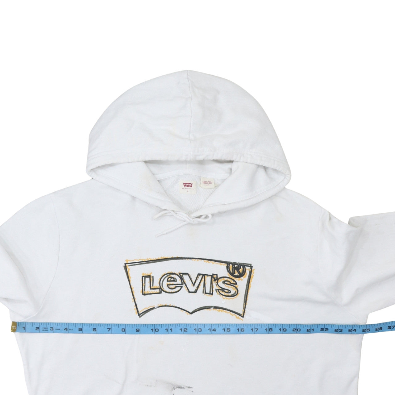 Mens UK Size L Levi's White Pullover Hoodie