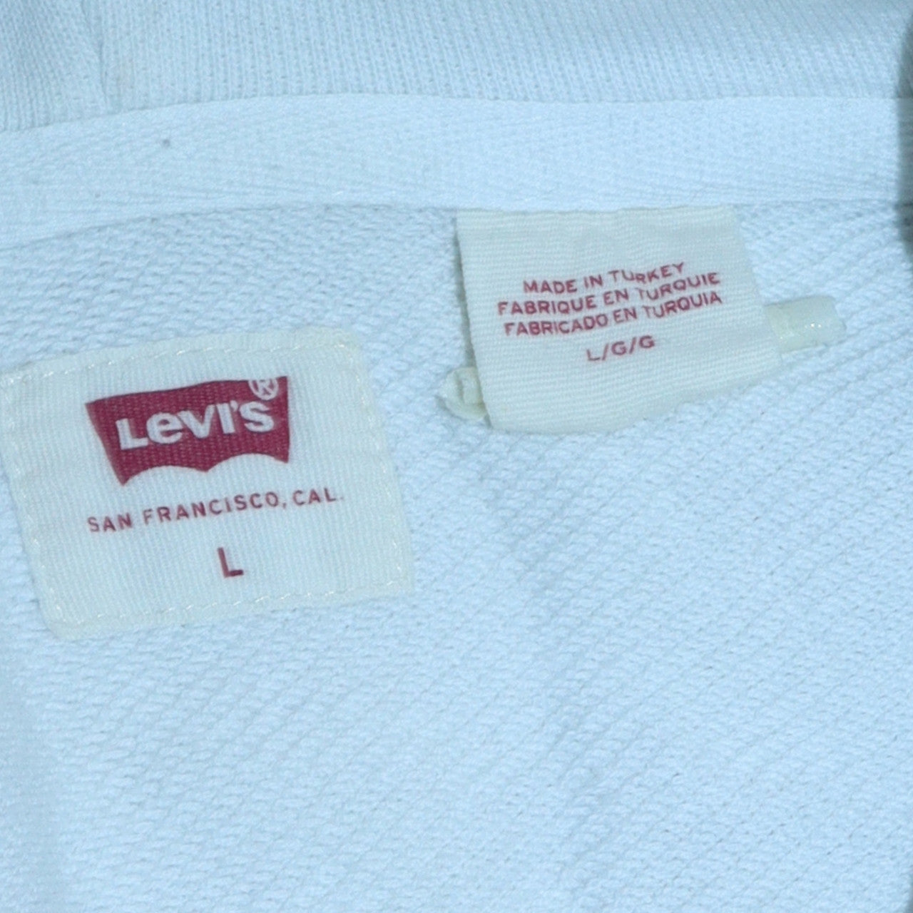 Mens UK Size L Levi's White Pullover Hoodie