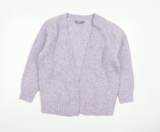 Nutmeg Womens Purple Chunky Knit Open Cardigan Size 8-10