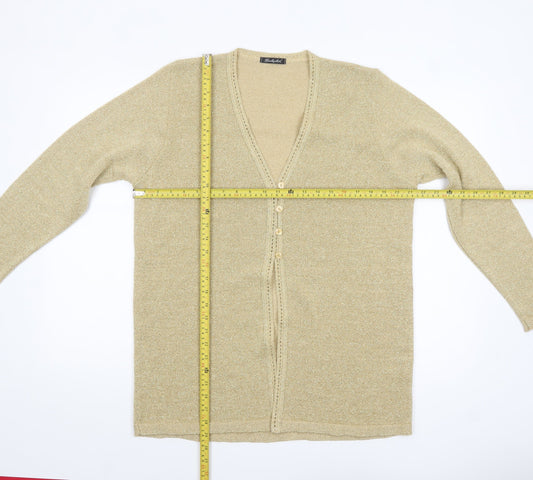 Berkertex Women Gold Long Sleeve V-Neck Cardigan Size 14-16