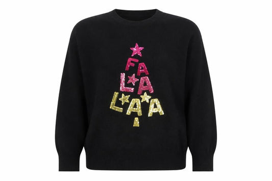 Marks and Spencer Women's Black Sequin Christmas Jumper Size M