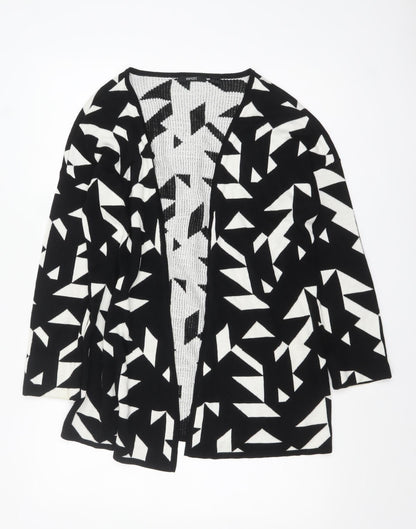 Esmara Women Black White Geometric Open Knit Long Sleeve Cardigan Size 10/12
