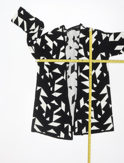 Esmara Women Black White Geometric Open Knit Long Sleeve Cardigan Size 10/12