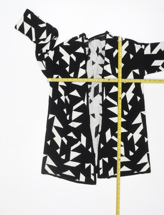 Esmara Women Black White Geometric Open Knit Long Sleeve Cardigan Size 10/12