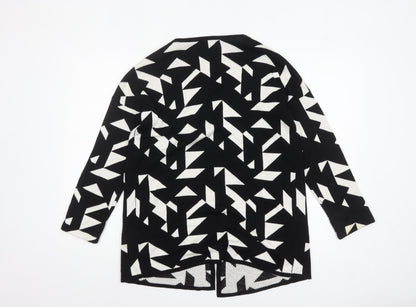 Esmara Women Black White Geometric Open Knit Long Sleeve Cardigan Size 10/12