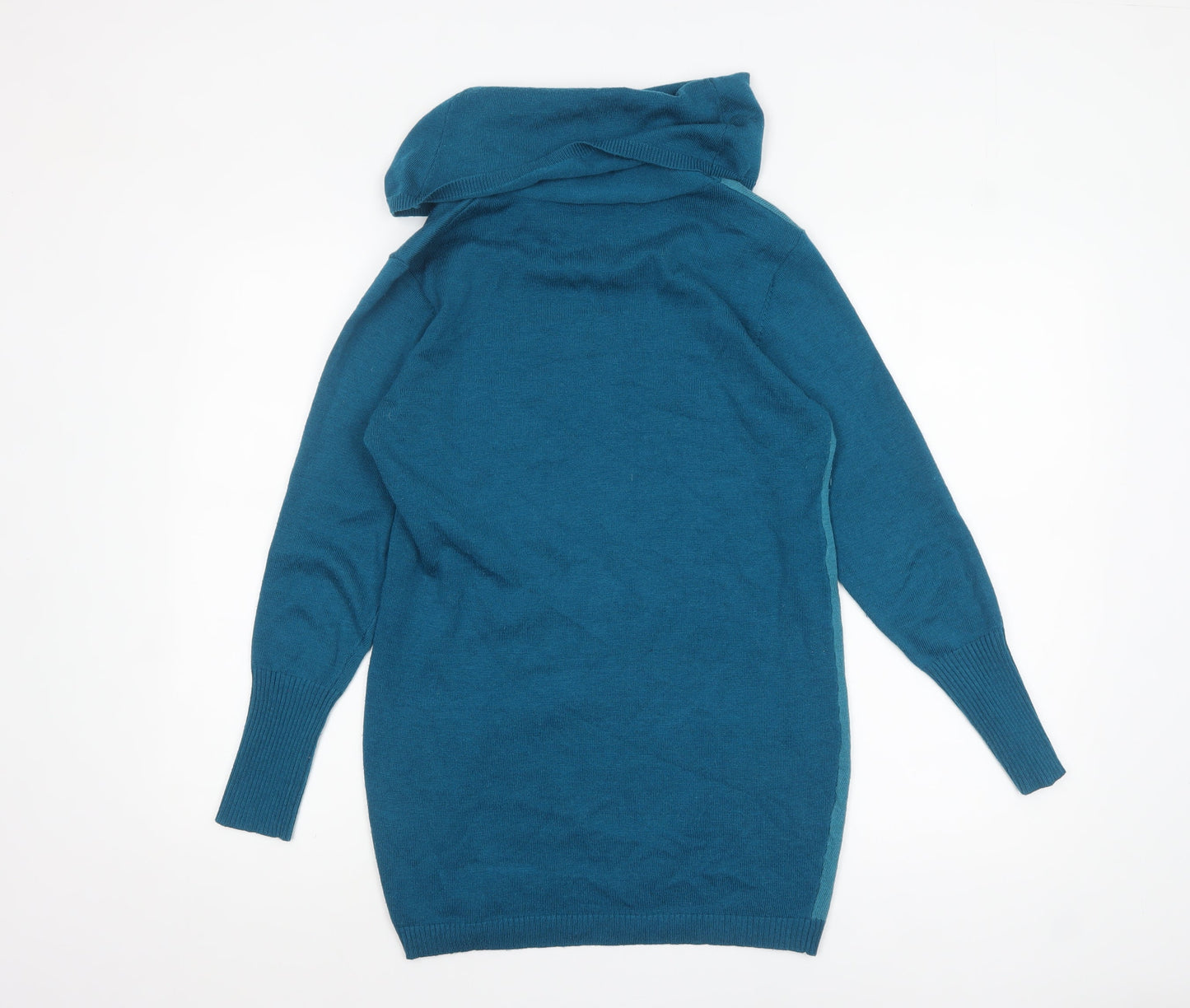Roman Women Teal Blue Cowl Neck Long Sleeve Wool Blend Jumper Size 10