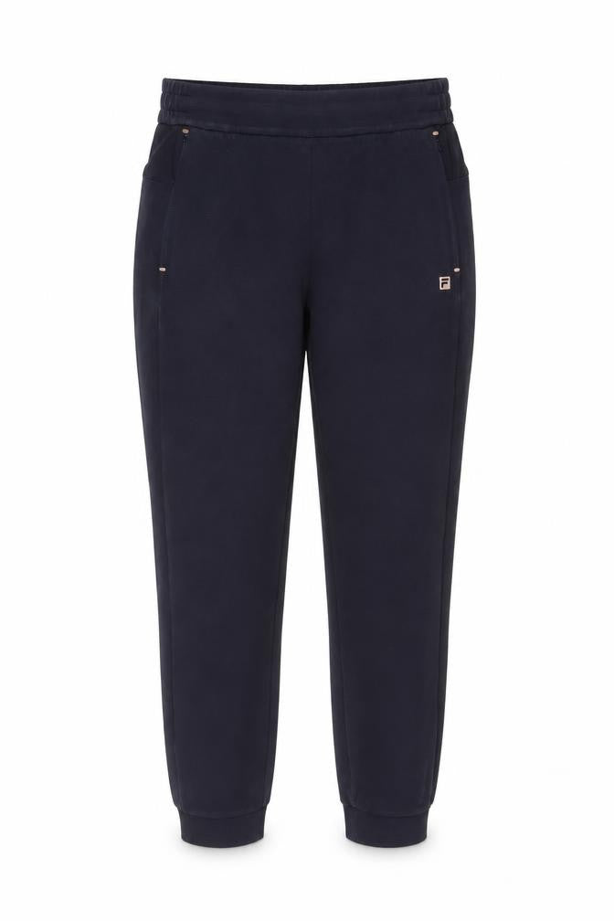 Front view of Fila Women's Black Jogger Trousers L Elastic Waist Fleece Sportswear