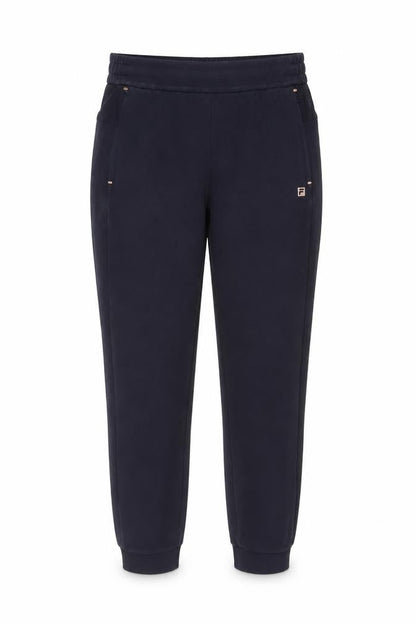 Front view of Fila Women's Black Jogger Trousers L Elastic Waist Fleece Sportswear