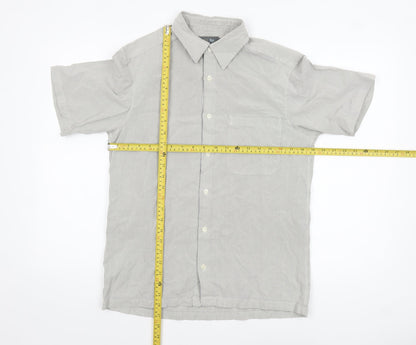 Marks and Spencer Men's Grey Check Short Sleeve Cotton Shirt Size S