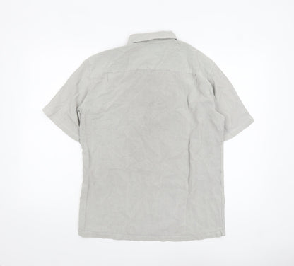 Marks and Spencer Men's Grey Check Short Sleeve Cotton Shirt Size S
