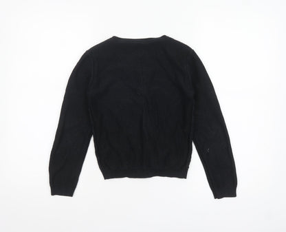 Nutmeg Girls Black Cardigan 10-11 Years Cotton Blend Button Jumper