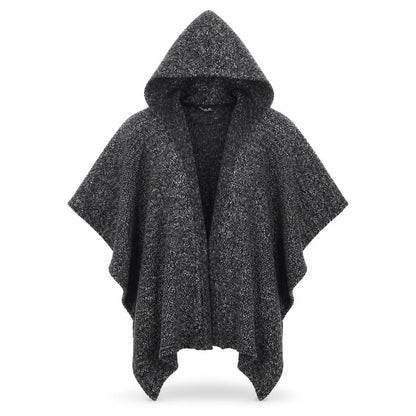 Atmosphere Women Grey Hooded Chunky Knit Cape Jumper Size S