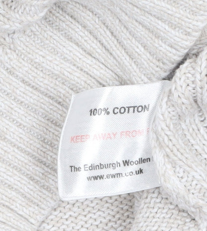 Isle Essentials Women's Beige Cotton Full Zip Cable Knit Jumper Size M 14-16