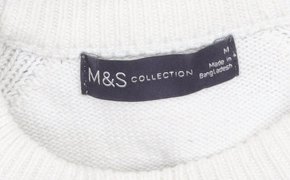 Womens UK Size M Marks and Spencer White Pullover Jumper