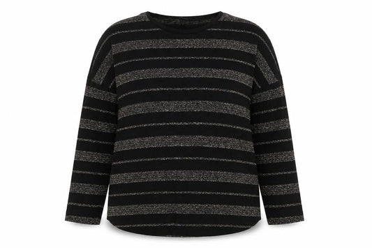 Peacocks Women’s Black Striped Crew Neck Long Sleeve Jumper Size 14