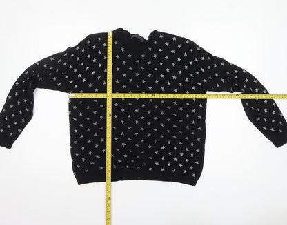 Marks and Spencer Womens Black Star Print Knit Jumper Size 10