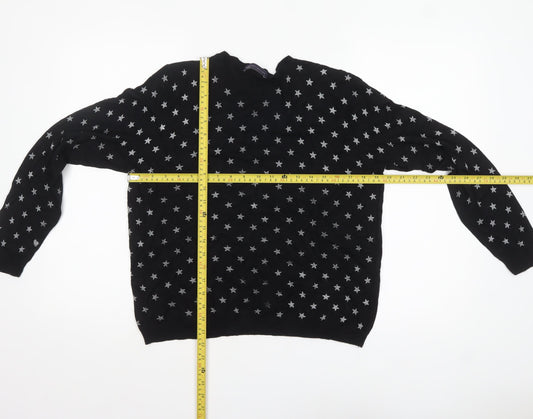 Marks and Spencer Womens Black Star Print Knit Jumper Size 10