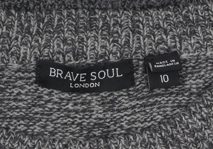 Brave Soul Women's Grey Knit Long Sleeve Pullover Jumper Size 10