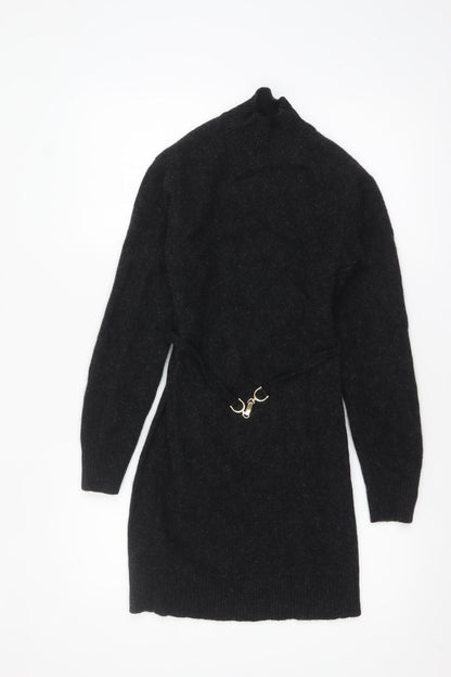Primark Women’s Black High Neck Jumper Dress XS Knit Winter Style