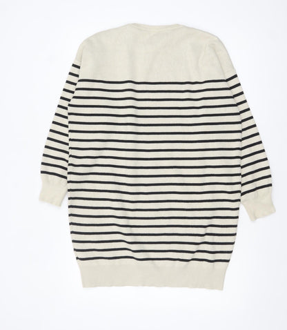 Apricot Women Beige Striped Crew Neck Pullover Jumper UK 10