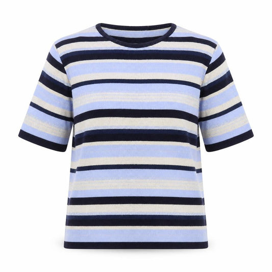Berkertex Women's Blue Striped Short Sleeve Pullover Jumper Size 10-12