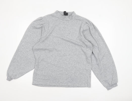 Izabel London Women's Light Grey Size 14 Mock Neck Long Sleeve Jumper