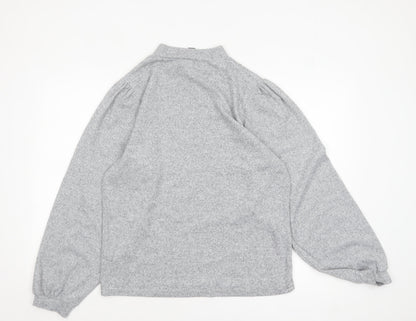 Izabel London Women's Light Grey Size 14 Mock Neck Long Sleeve Jumper