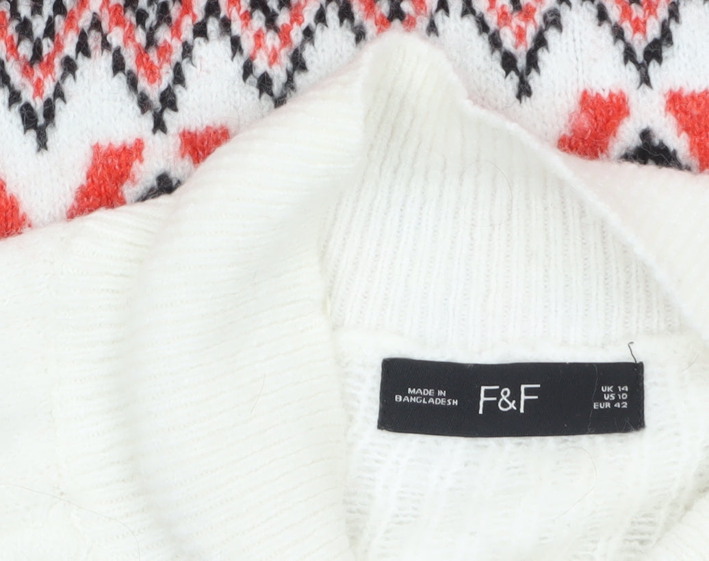 Womens UK Size 14 F&F Multicoloured Pullover Jumper