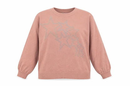 Next Women's Pink Star Rhinestone Crew Neck Jumper Size S