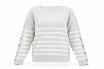 Mint Velvet Women's Grey Striped Boat Neck Pullover Jumper M