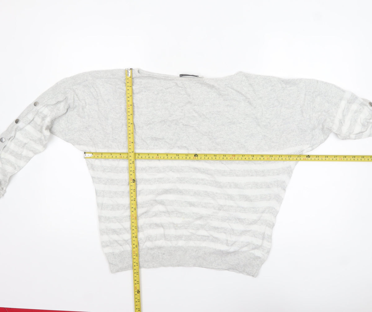 Mint Velvet Women's Grey Striped Boat Neck Pullover Jumper M