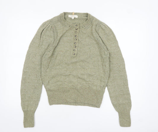 Womens UK Size 10 Marks and Spencer Green Henley Jumper