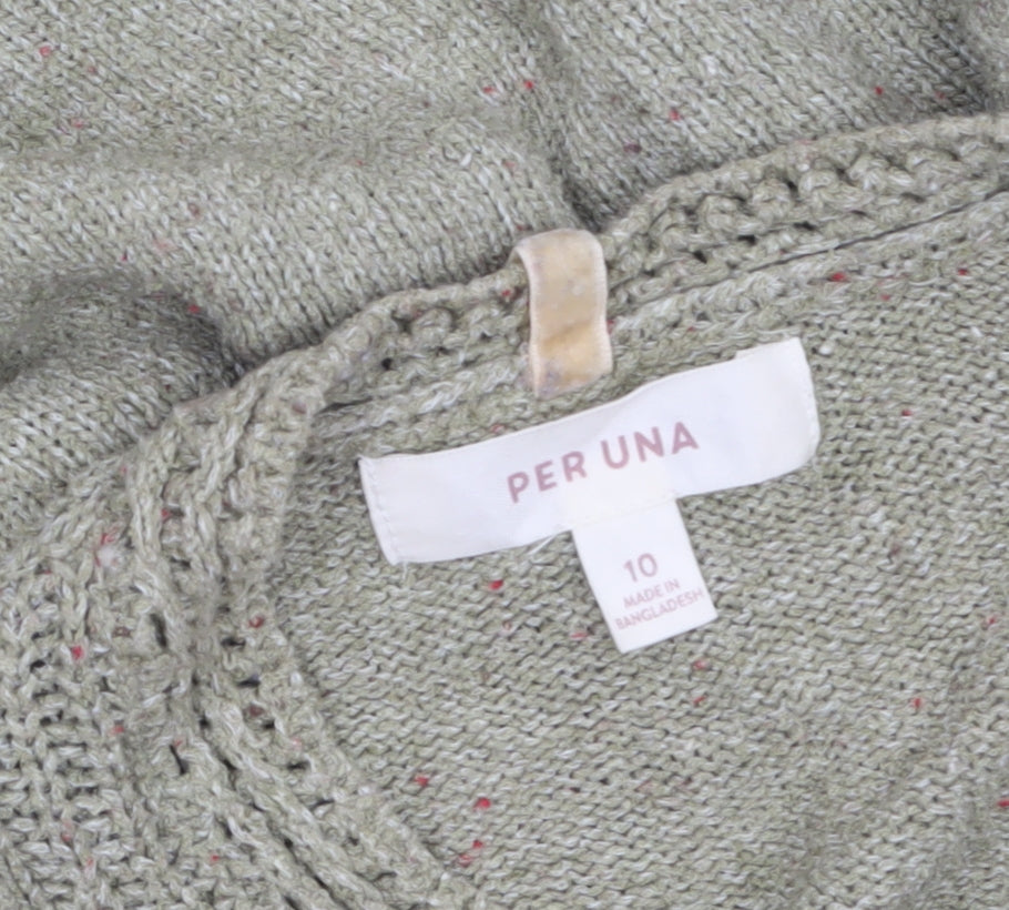 Womens UK Size 10 Marks and Spencer Green Henley Jumper