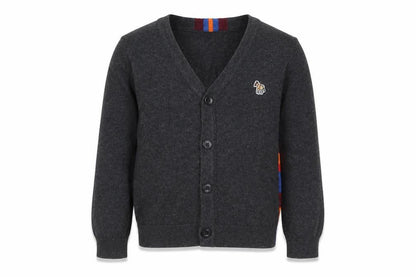 Paul Smith Junior Boys Grey Wool Cardigan 5 Years Button-Up Zebra Logo