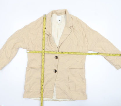 H&M Women’s Beige Linen Blend Relaxed Fit Blazer Size S