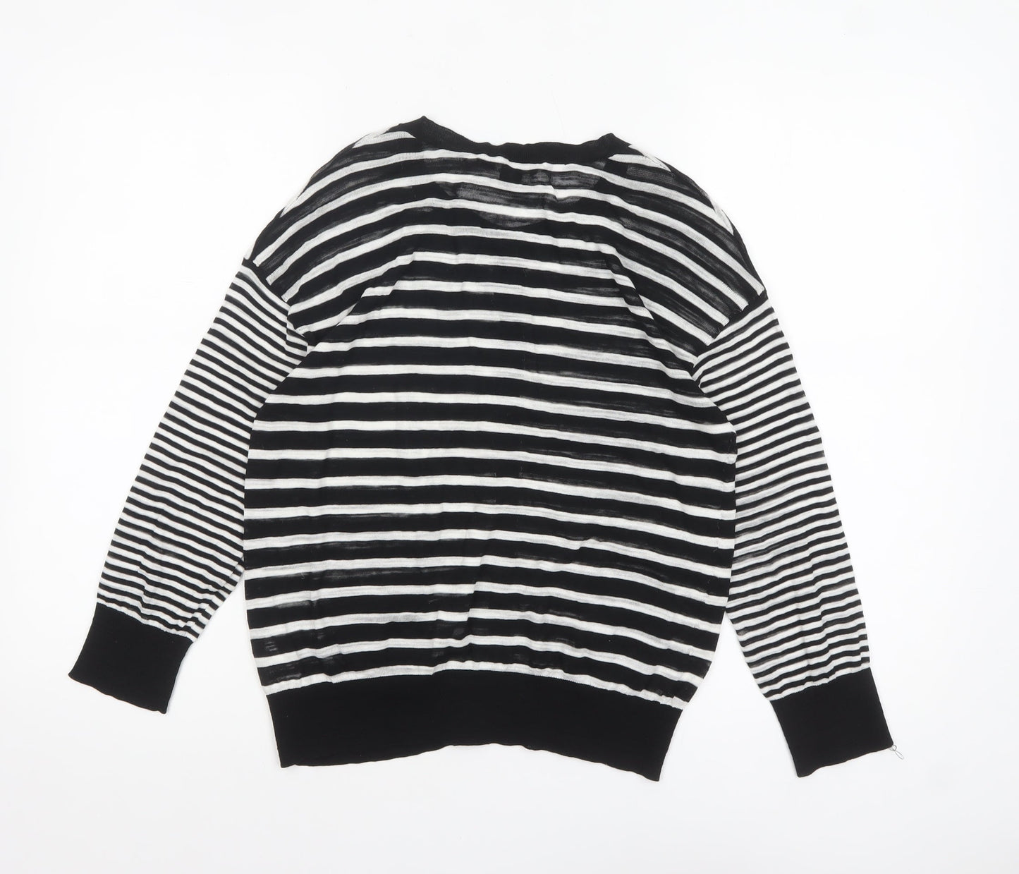 DKNY Women's Black Striped Cotton Cardigan Jumper Size S
