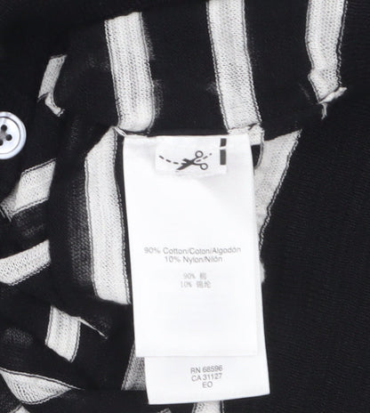DKNY Women's Black Striped Cotton Cardigan Jumper Size S