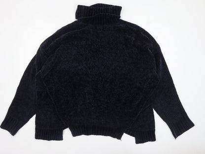 River Island Women’s Blue Roll Neck Chunky Knit Pullover Jumper L