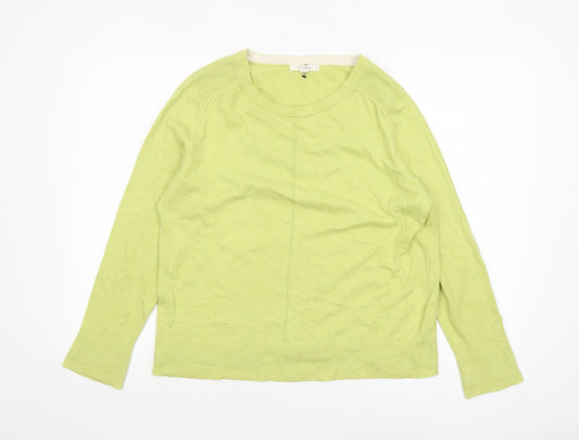 White Stuff Women's Green Cotton Crew Neck Jumper UK 12 Regular Fit