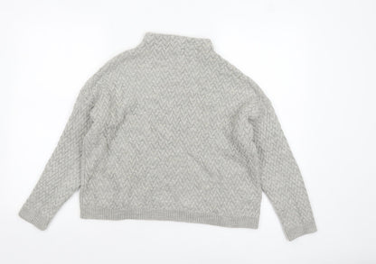 Mango Women Grey Mock Neck Cable-Knit Acrylic Jumper Size 10