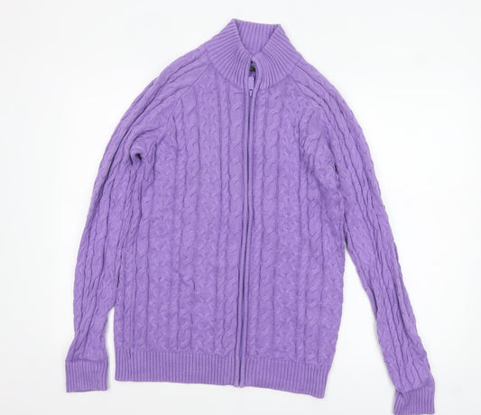 Womens UK Size S Cotton Traders Purple Full Zip Jumper