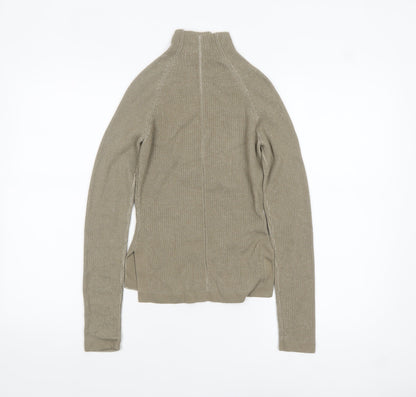 Gymshark Womens Beige High Neck Slim Fit Knit Pullover Jumper XS