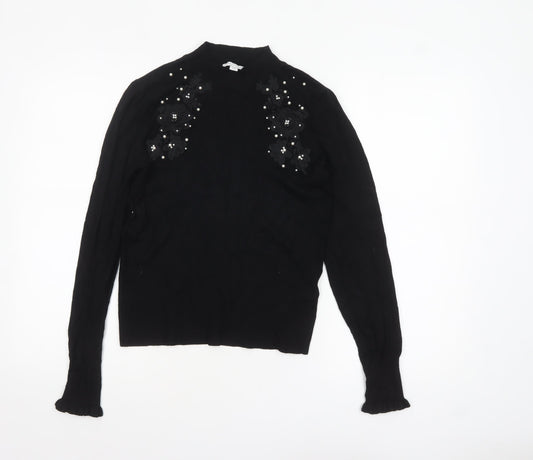 Womens UK Size 10 Warehouse Black Pullover Jumper