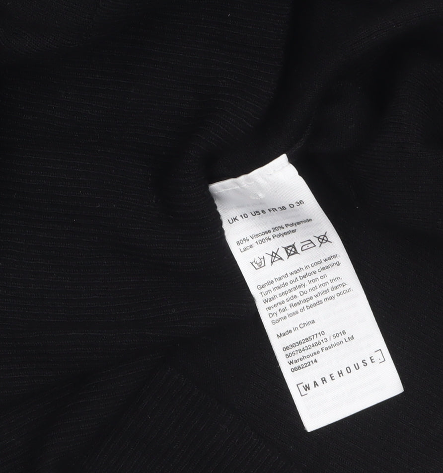 Womens UK Size 10 Warehouse Black Pullover Jumper