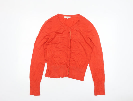 Lakeland Women's Orange Cardigan Size 14 Viscose Knit Long Sleeve