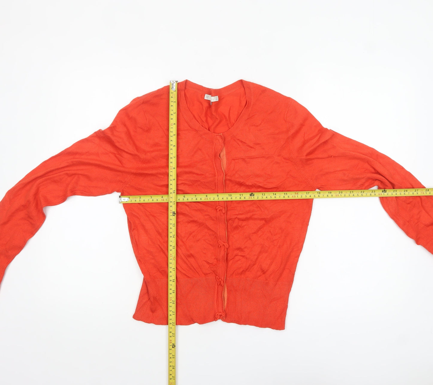 Lakeland Women's Orange Cardigan Size 14 Viscose Knit Long Sleeve