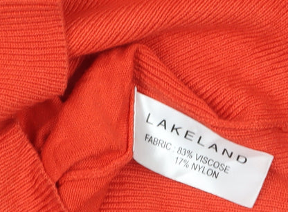 Lakeland Women's Orange Cardigan Size 14 Viscose Knit Long Sleeve