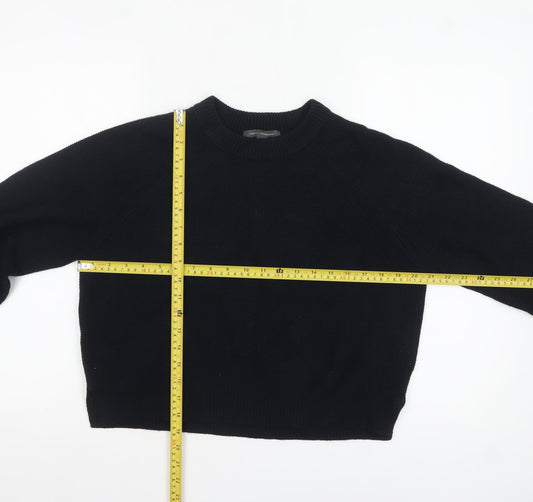 French Connection Women Black M Crew Neck Knit Long Sleeve Jumper