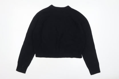 French Connection Women Black M Crew Neck Knit Long Sleeve Jumper