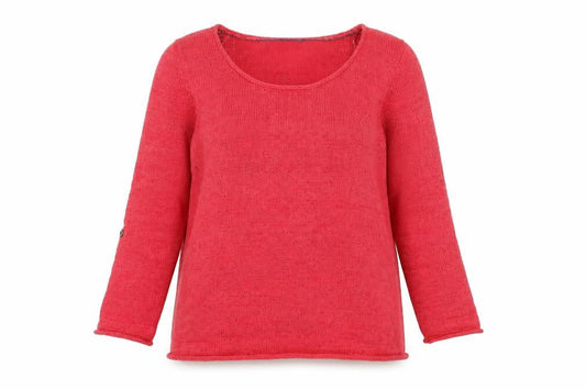 White Stuff Women's Pink Linen Cotton Scoop Neck Jumper Size M